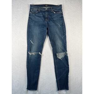 Hudson Jeans Barbara High Waist Size 28 Distressed Skinny Jeans Destroyed Grunge